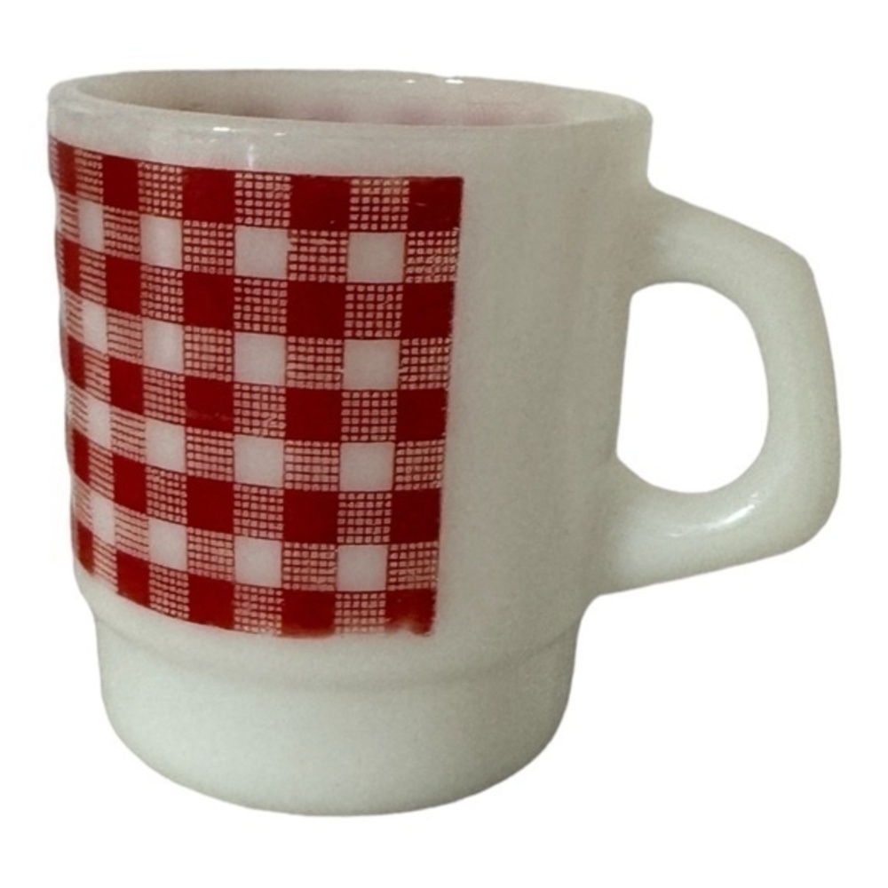 Vintage Termocrisa Red Plaid Coffee Mug 1960s MCM